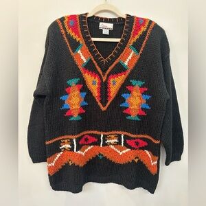 Diana Marco Vintage 80s 90s Woman’s Aztec V-neckline Size 18W/38 XL
